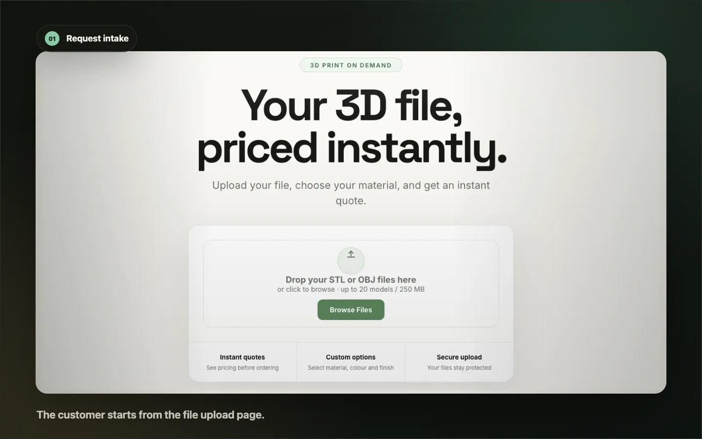 Trennen quote widget upload screen on a merchant quote page